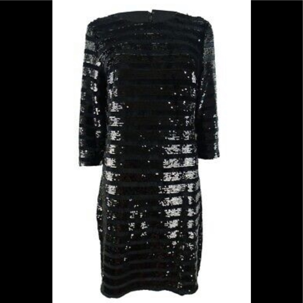 NWT INC glitz dress deep black color midi style. Size M